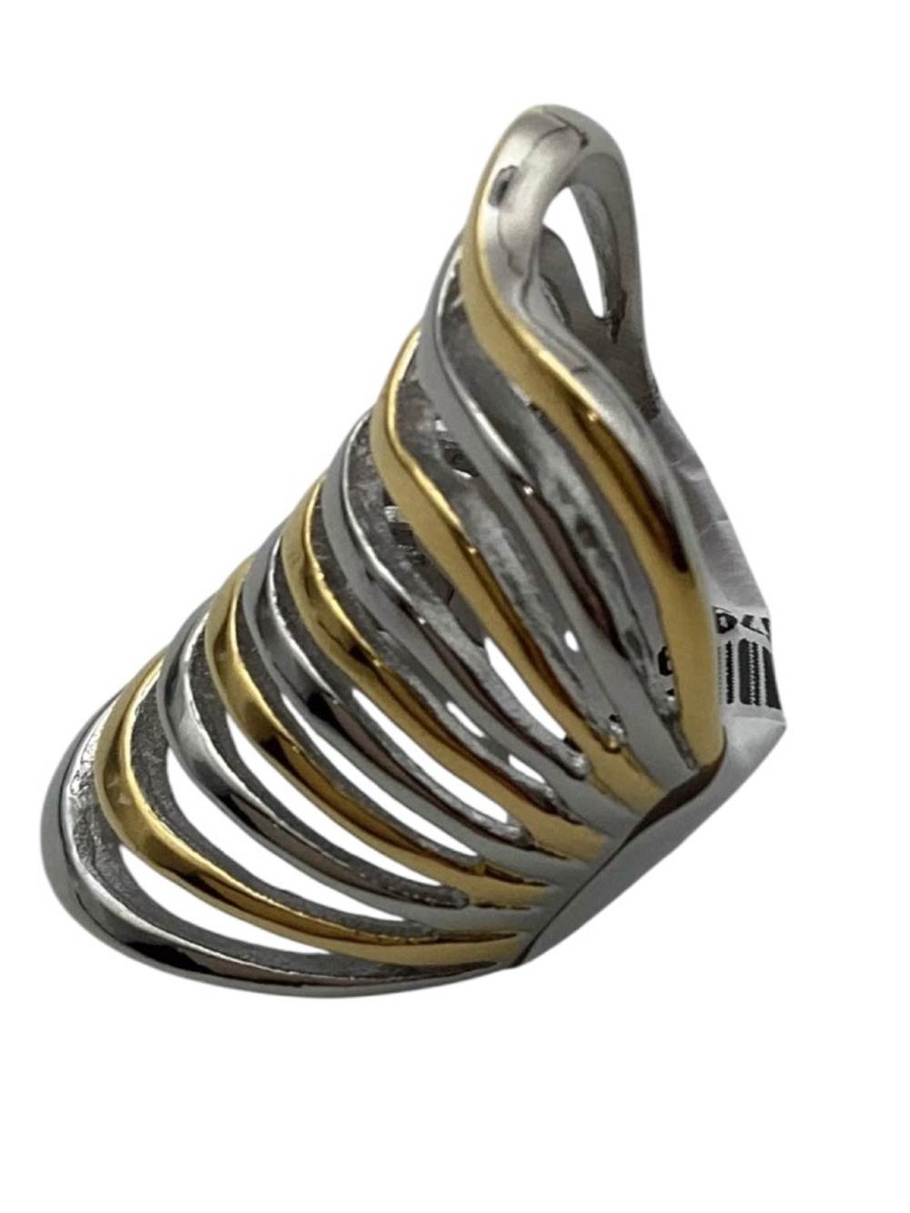Stainless Steel Two-Tone Freeform Ring (NWT) (Size: 6) - Picture 11 of 12